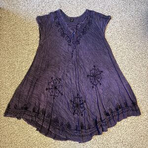 Riviera Sun Sun Dress Or Swim Cover Plus Size 2X Purple Beachy Boho Embroidered